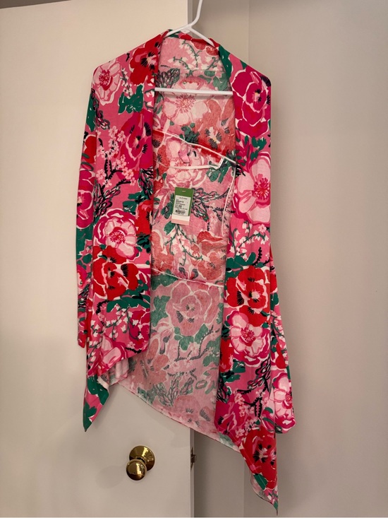 Lilly Pulitzer Sweaters - Lilly Pulitzer Pink Floral Draped Cardigan